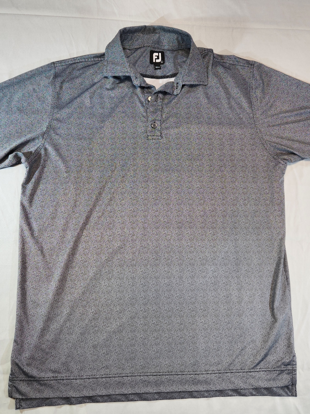 FootJoy Polo Shirt FJ Mens Large Geometric Golf Performance Stretch Preppy AOP - Picture 2 of 7
